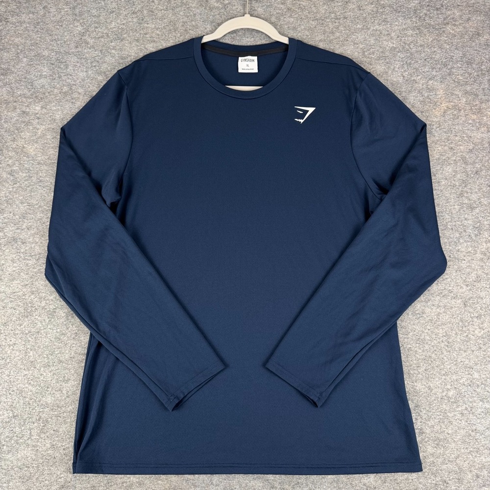 Gymshark Arrival Long Sleeve T-Shirt Polyester Navy Blue Mens XL